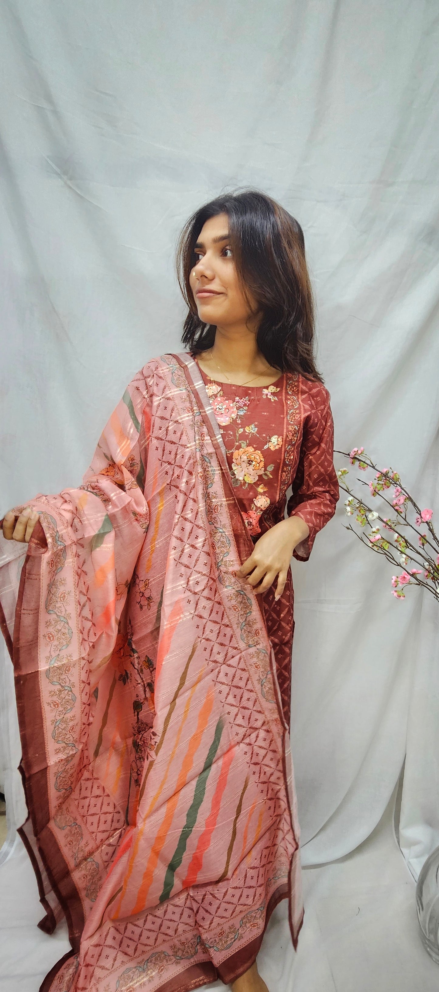 Chanderi Silk 3 pc Salwar Suit Set