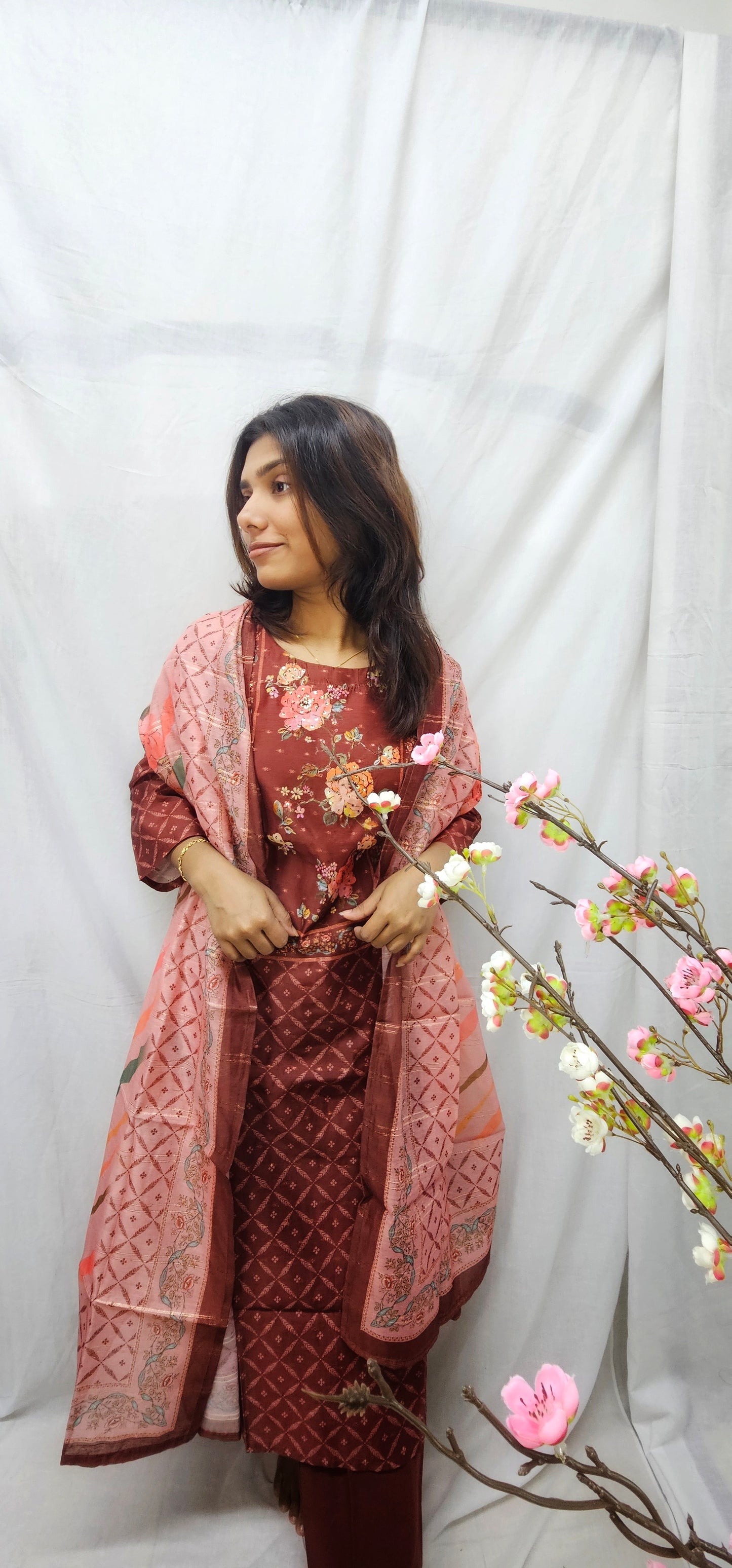 Chanderi Silk 3 pc Salwar Suit Set