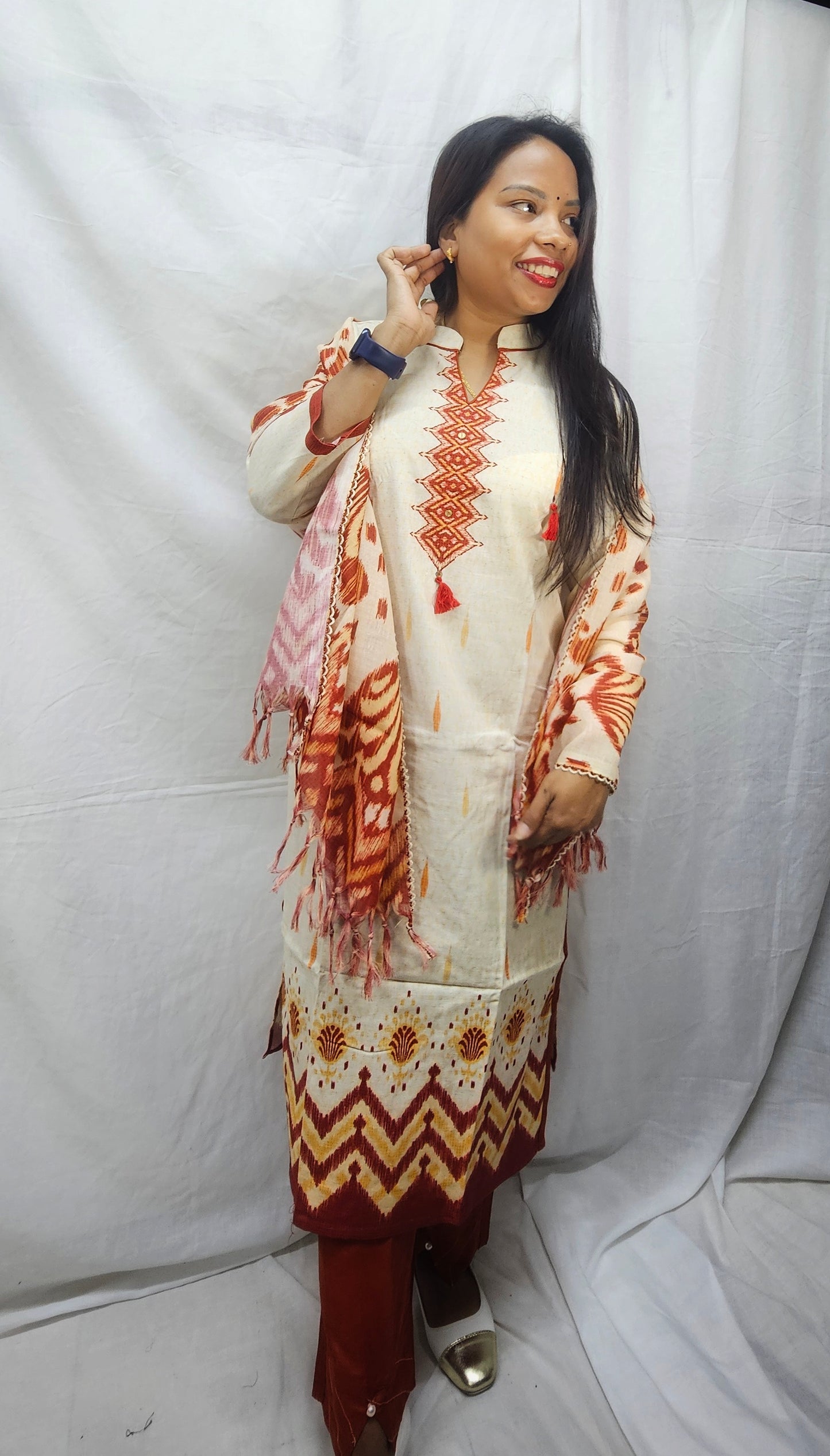 3 pc salwaar suit set in jute cotton fabric..perfect for the summer