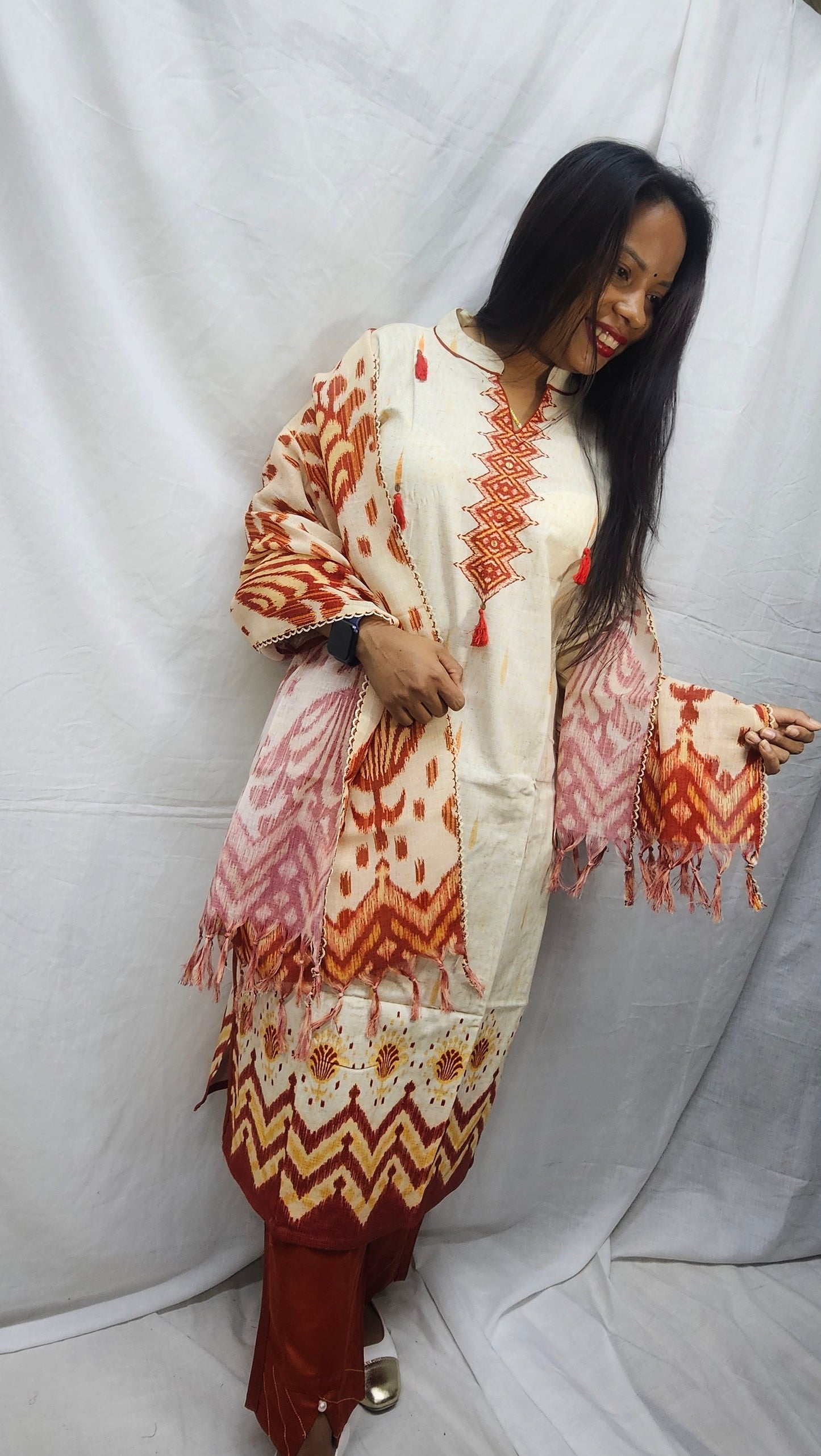 3 pc salwaar suit set in jute cotton fabric..perfect for the summer