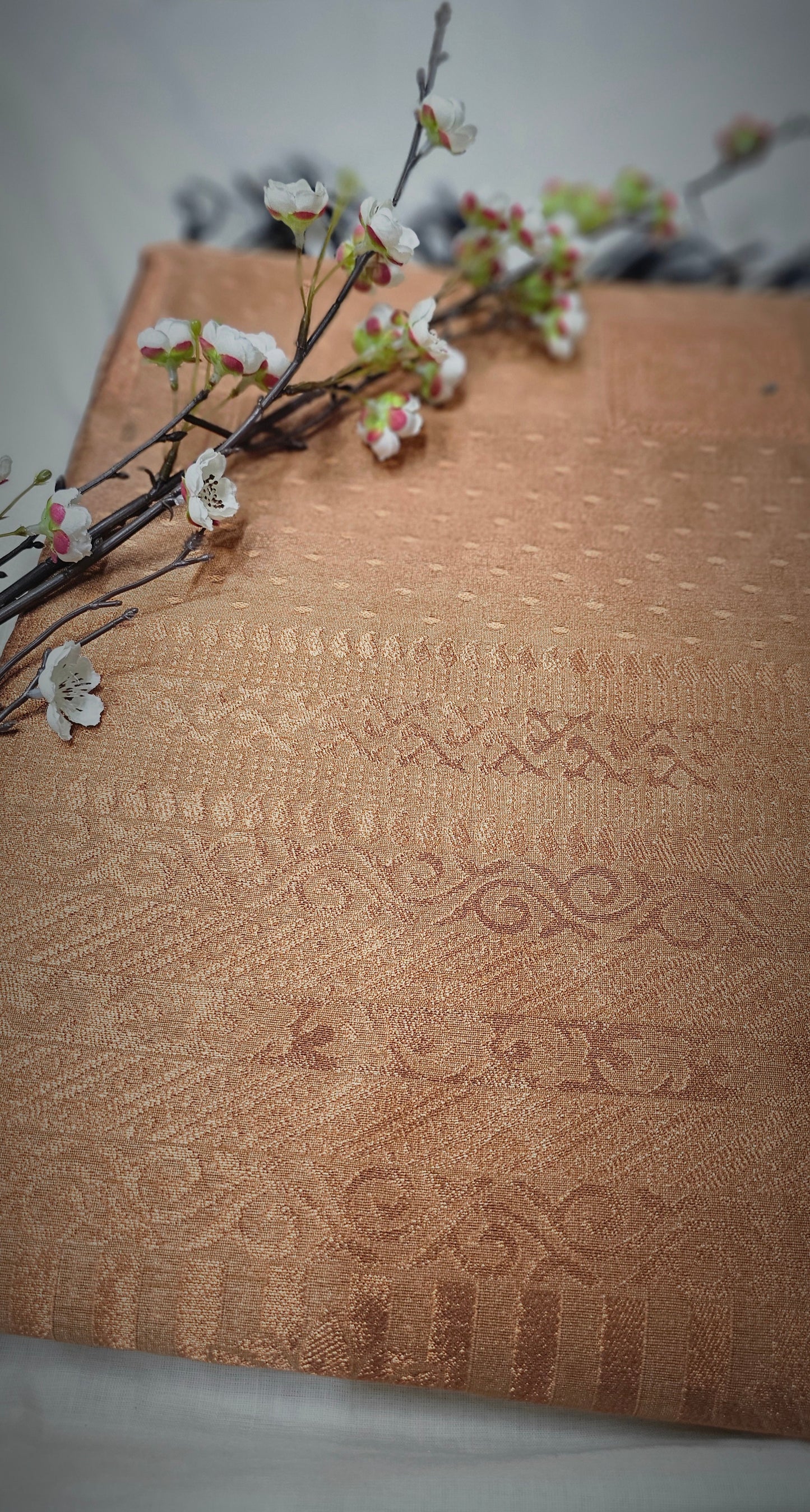 Zari Slub Fabric Saree in Earthy Orange Shade