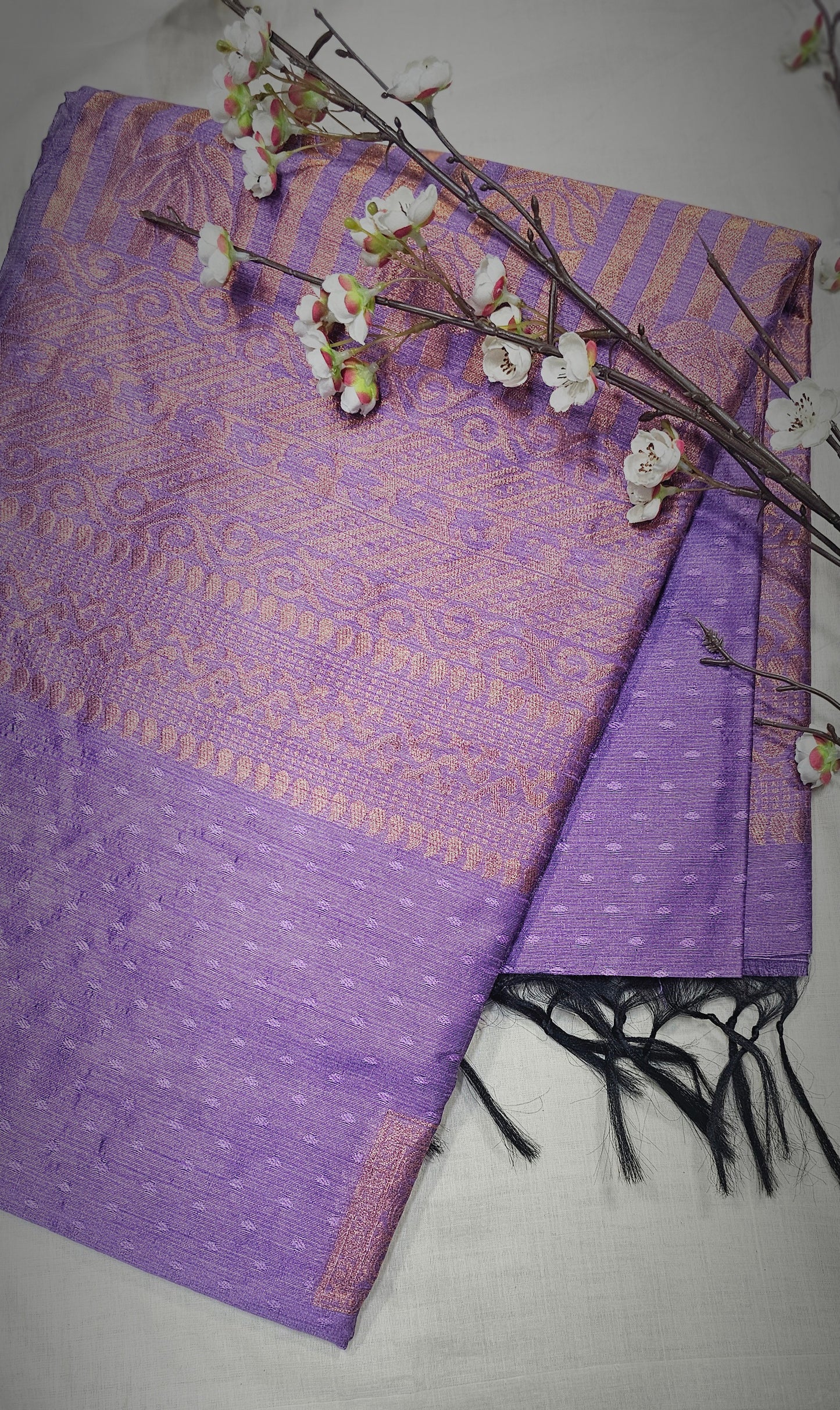 Zari Slub Fabric Saree In A Purple Shade