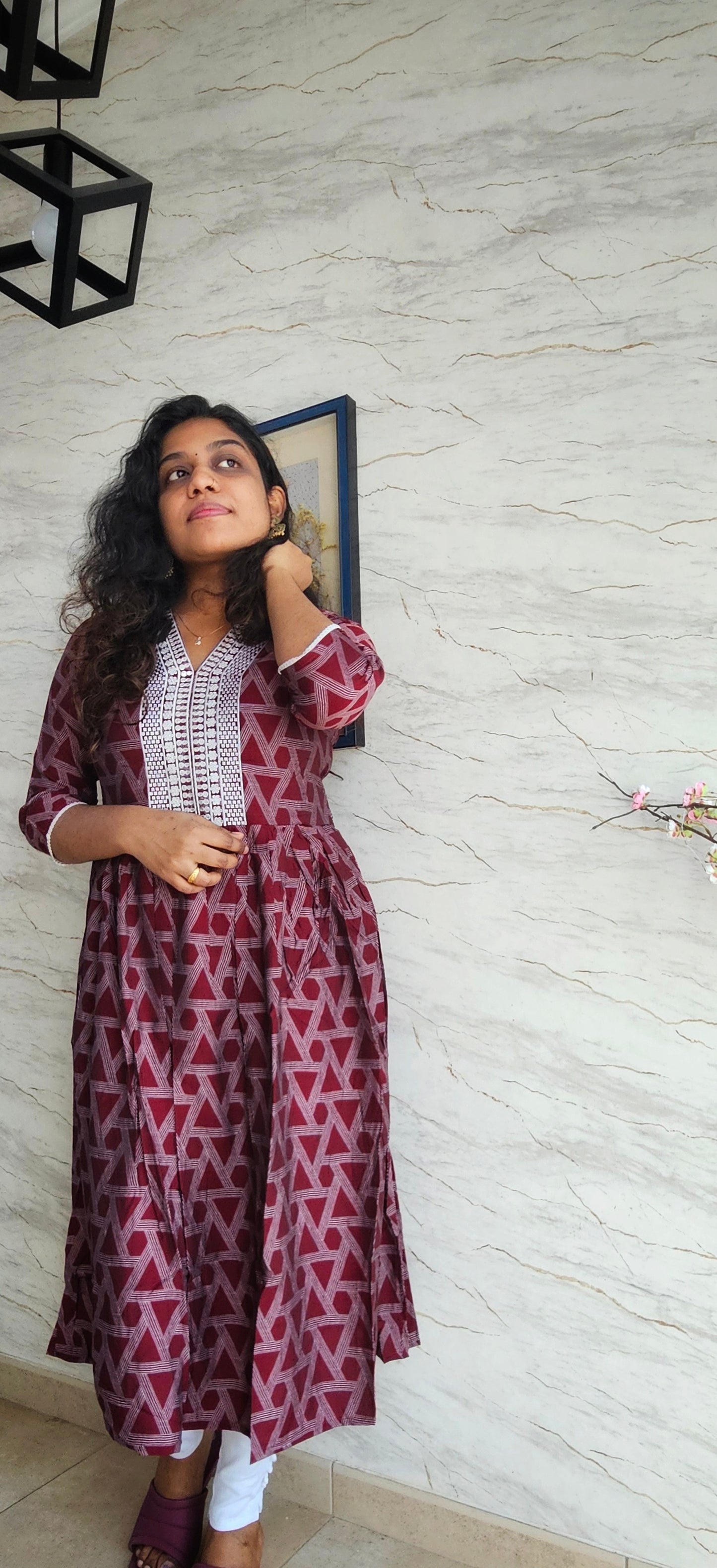 Muslin fabric kurti with emroidered neckline