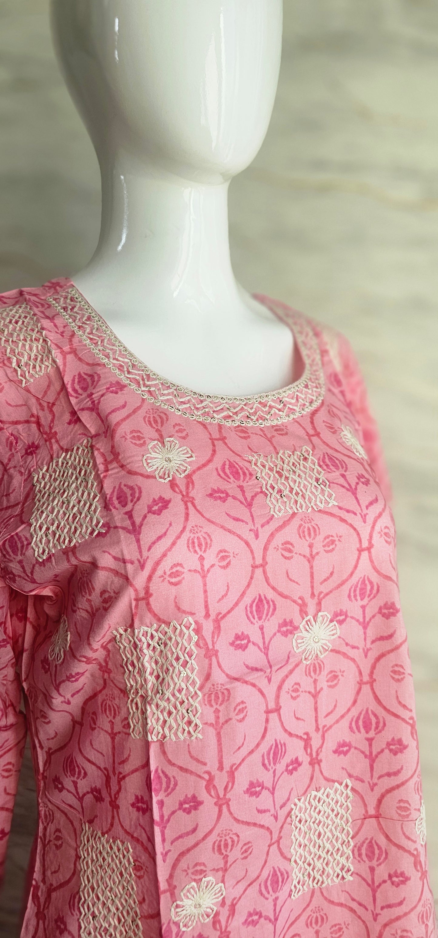 Elegant Cotton fabric kurti with intricate embroidery work