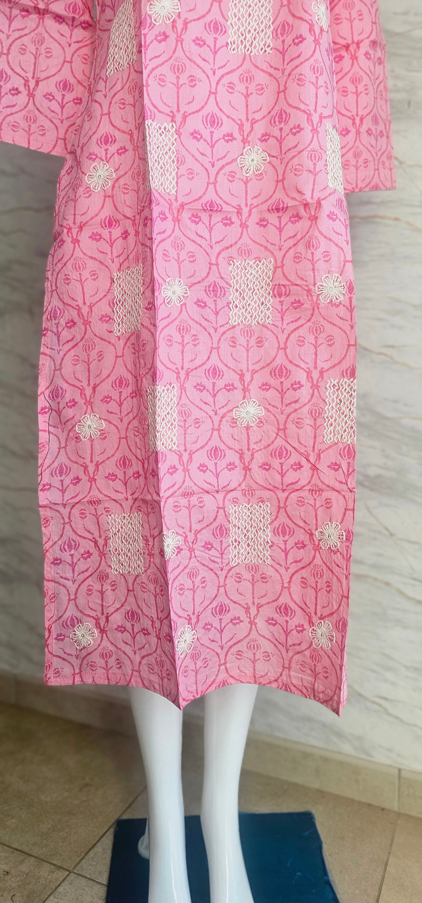 Elegant Cotton fabric kurti with intricate embroidery work