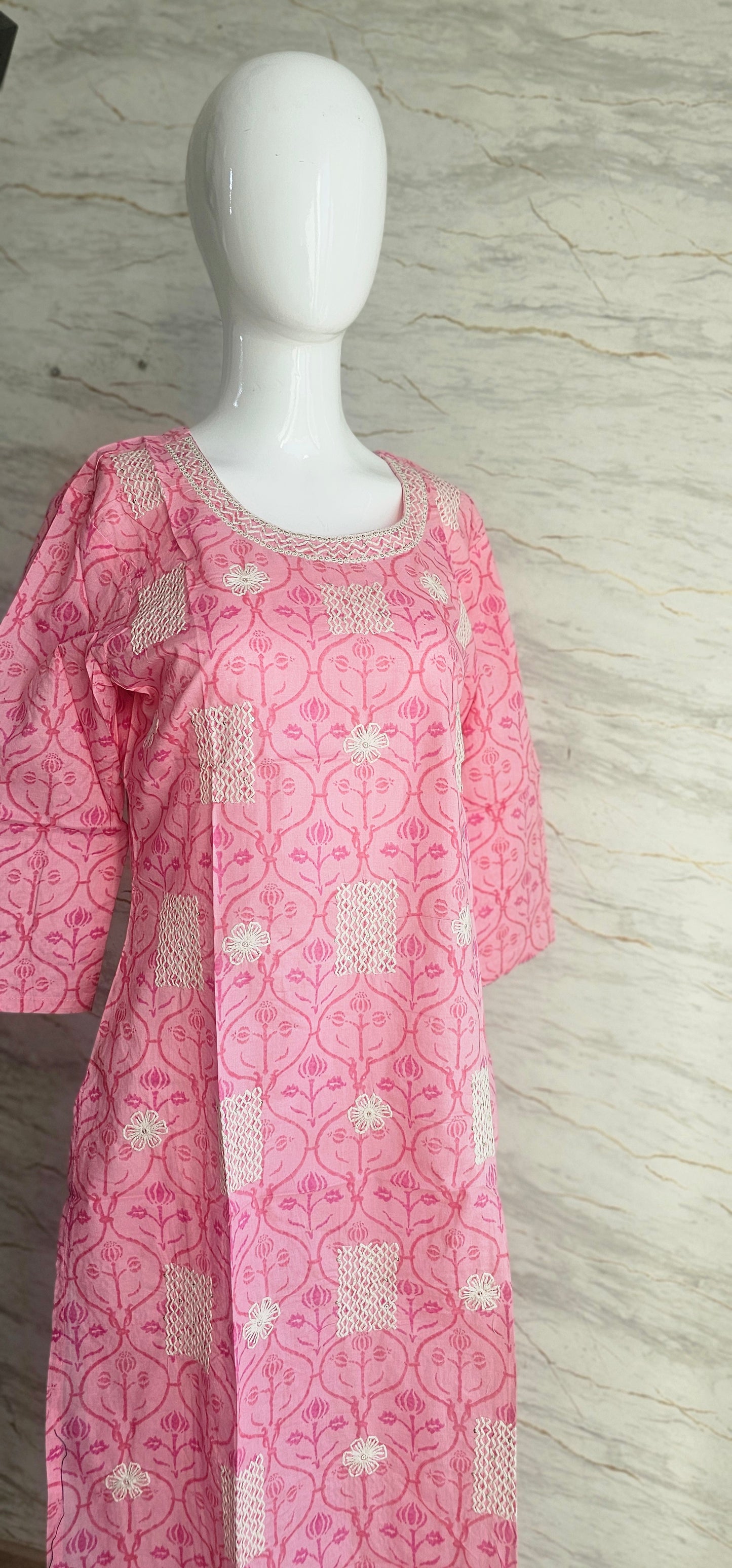 Elegant Cotton fabric kurti with intricate embroidery work