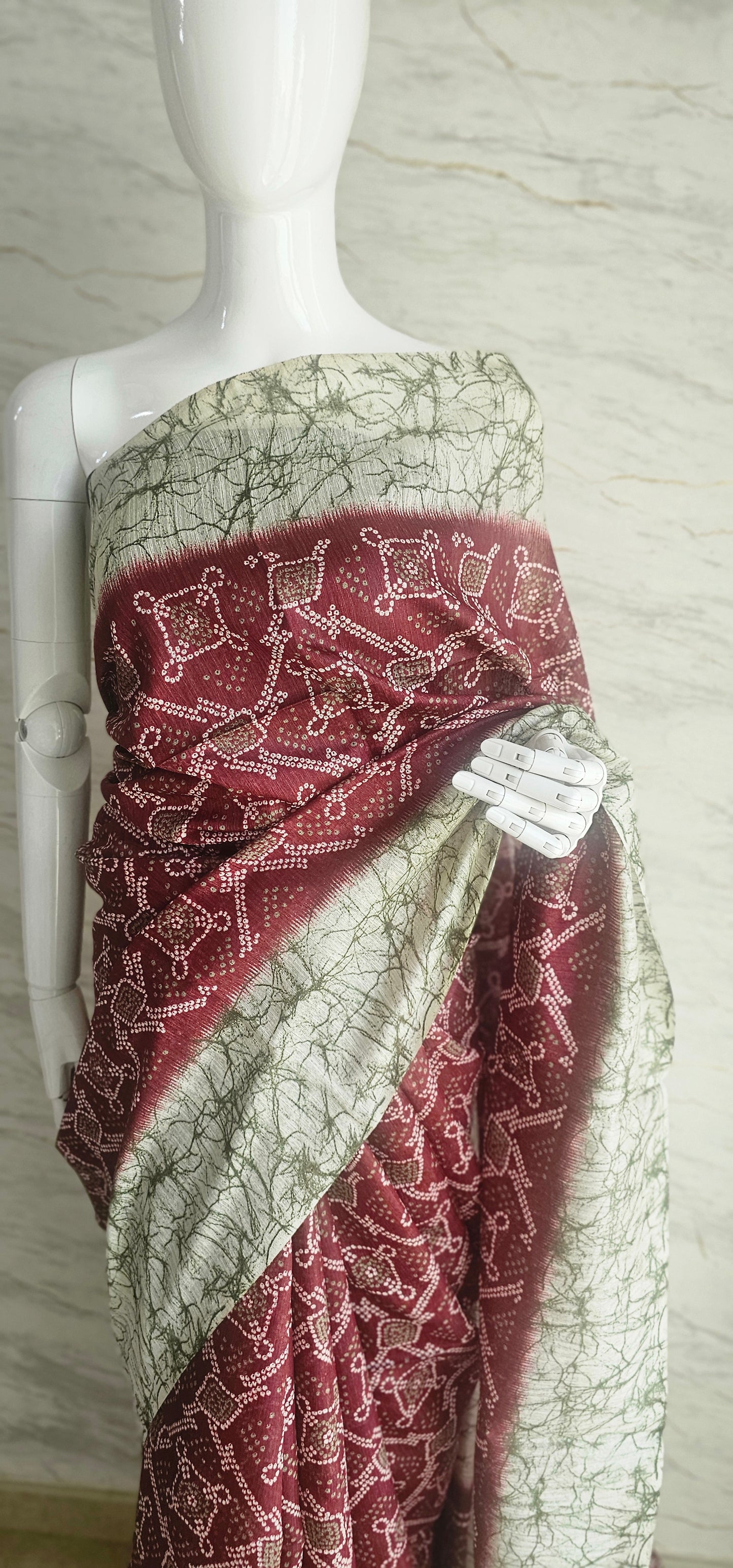 Breezy and beautiful Linen blend sarees with ikat motifs and marble dyestyle pattern