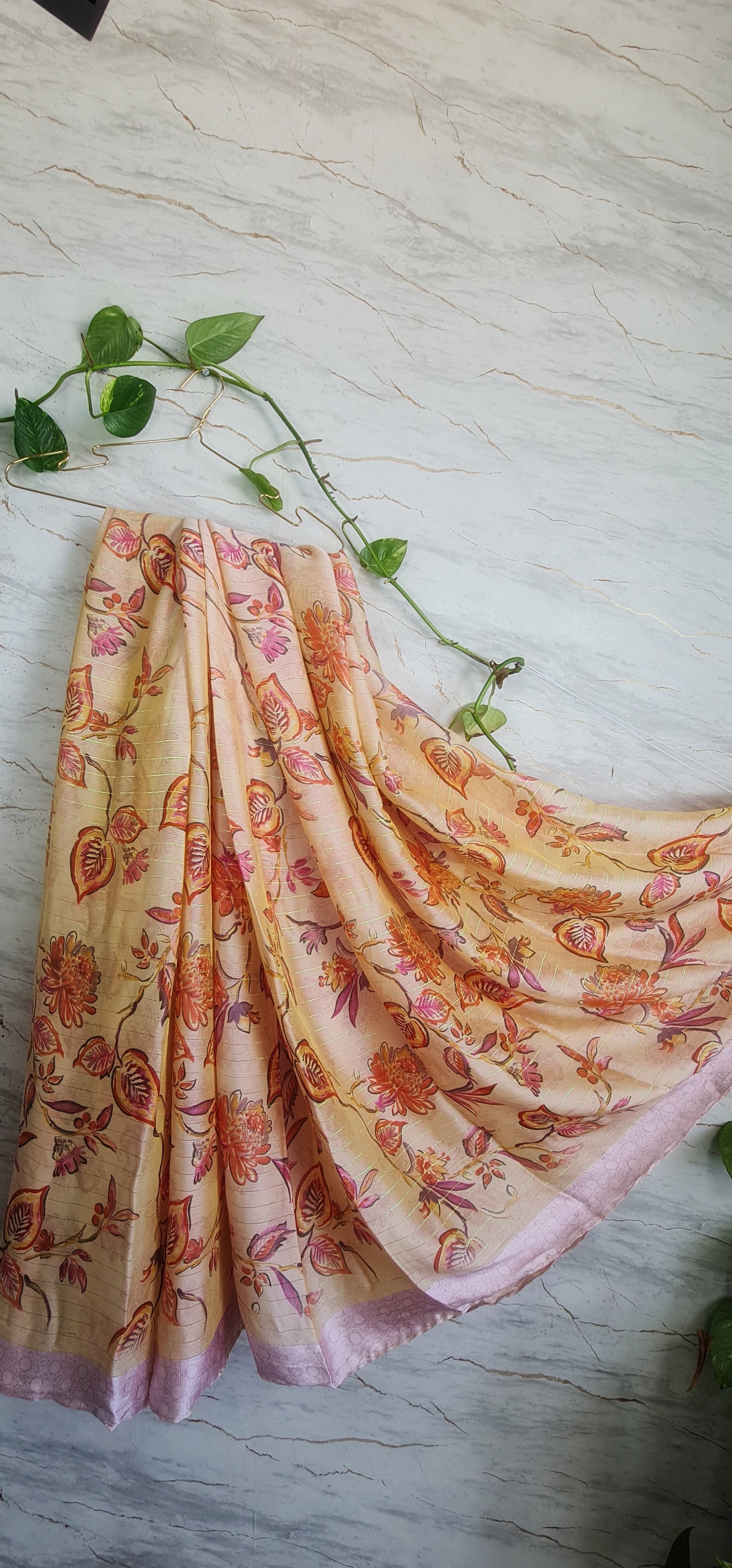 Satin Chiffon Sarees With Floral Digital Prints