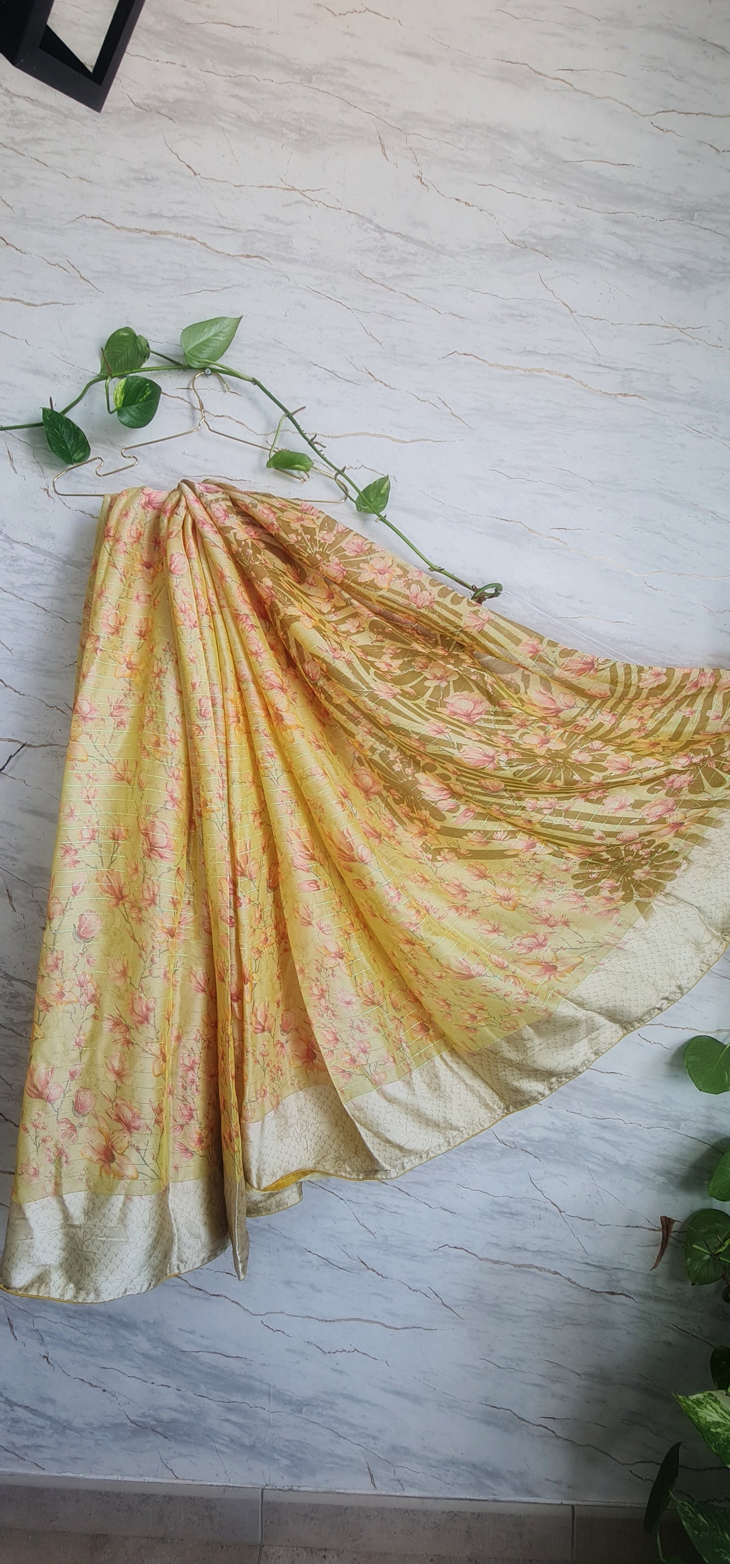 Satin Chiffon Sarees With Floral Digital Prints.