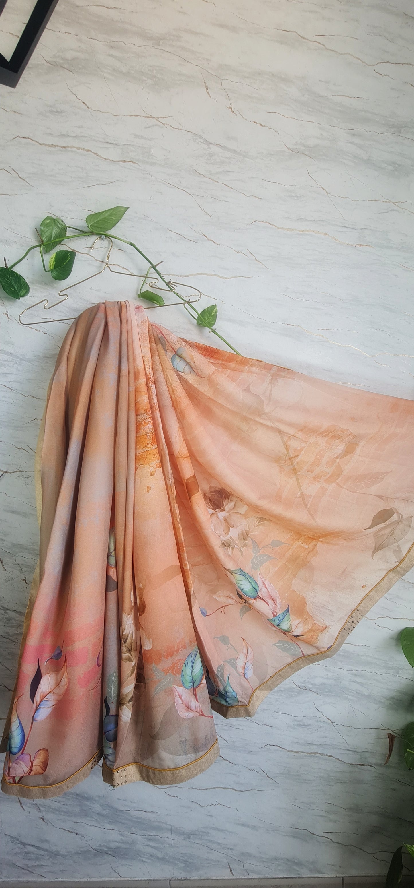Beautiful Viscose Georgette Digital Print Saree In Mute Shade