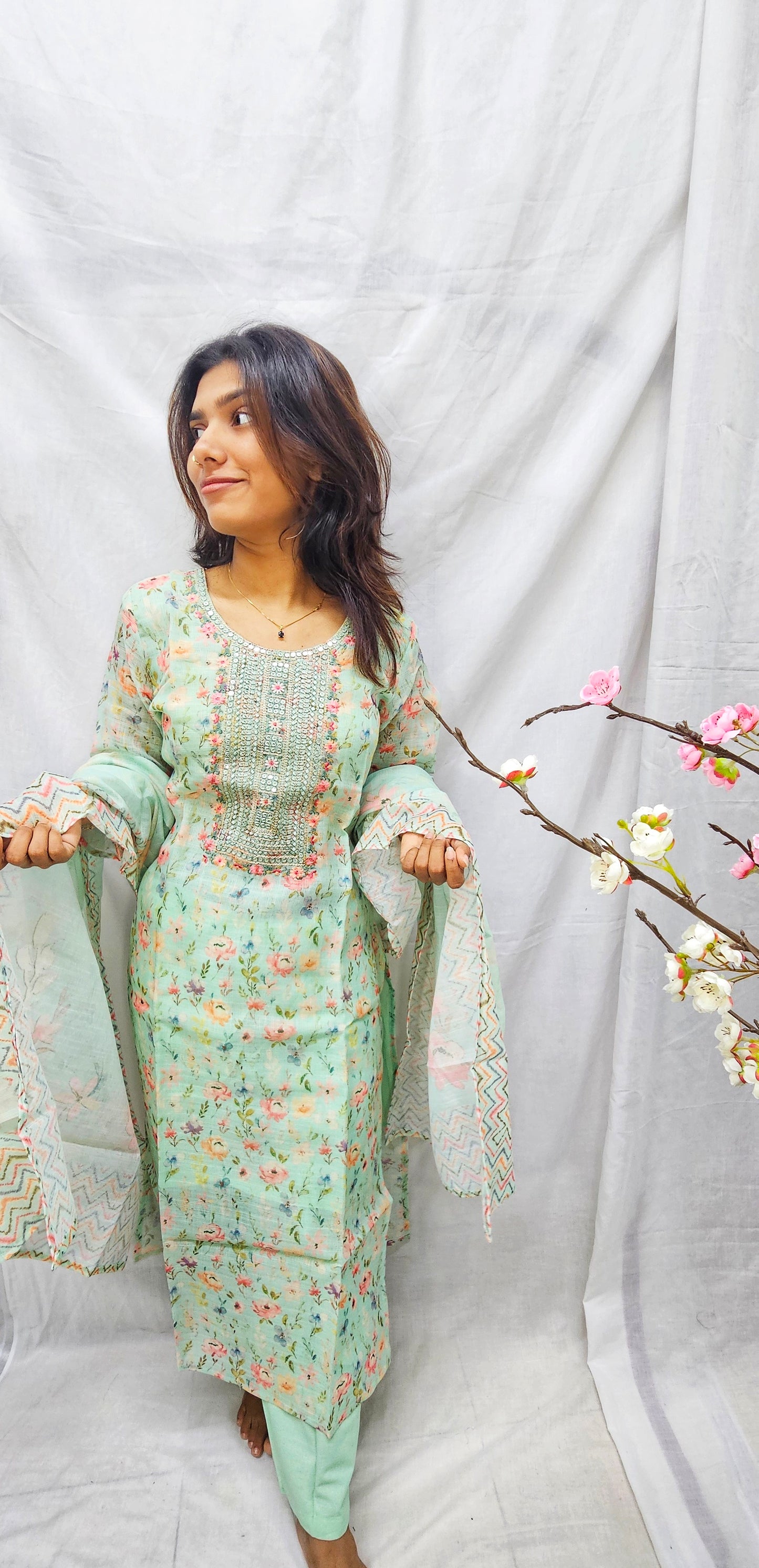 Linen Cotton 3 pc Salwar Suit Set