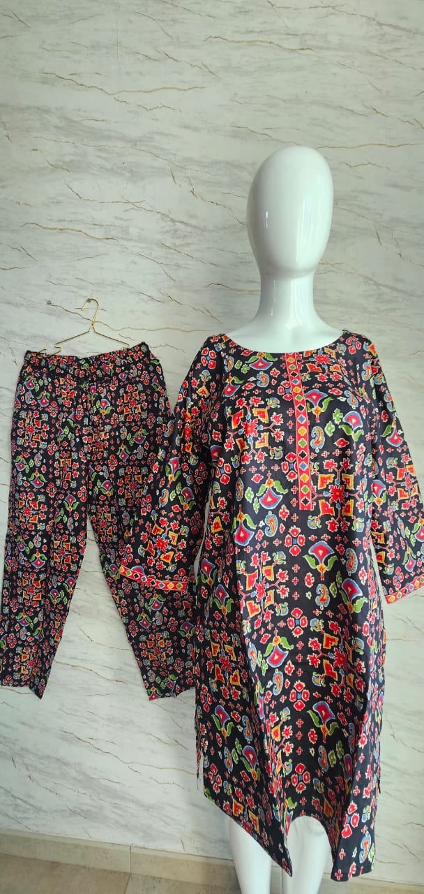 Cotton coord set..with trendy floral foliage patterns and perfect for the summer
