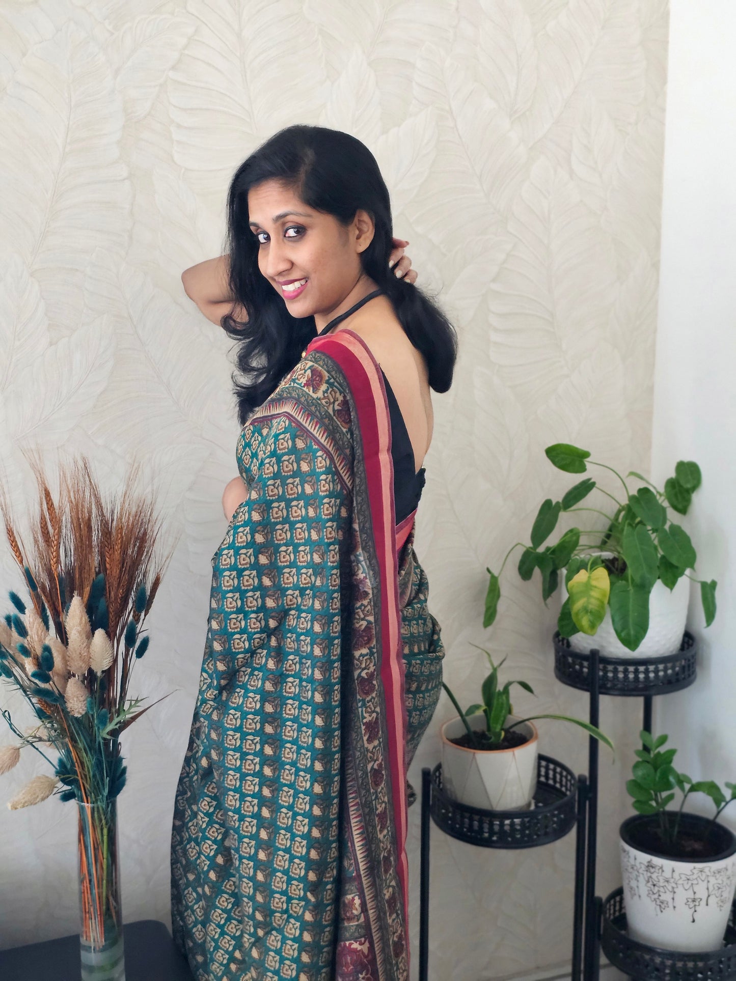 Semi Resham Silk Sarees In Ajrakh Inspired Pattern In Deep Blue