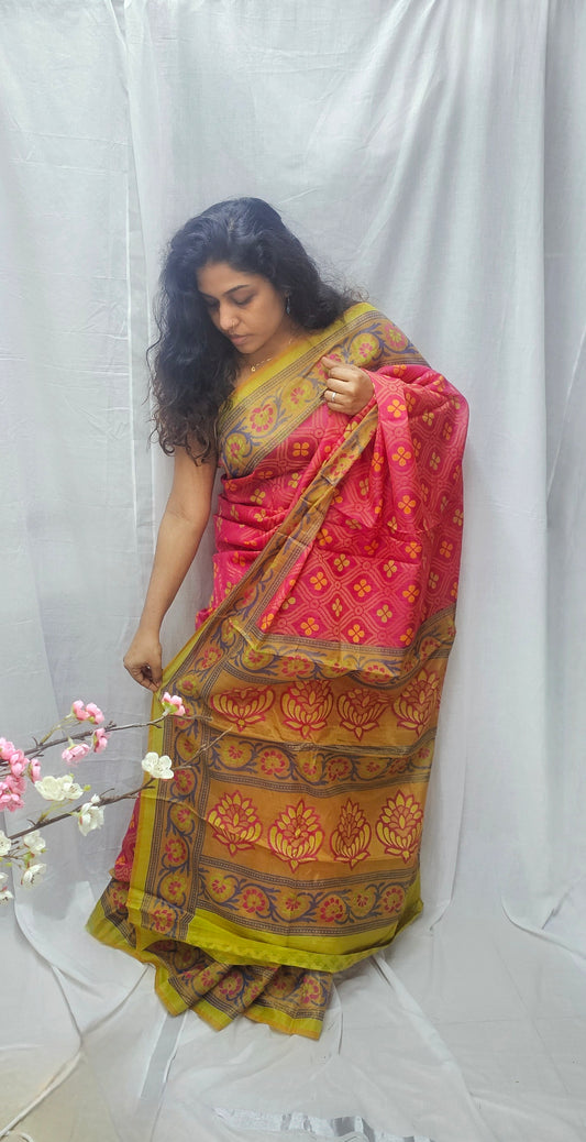 Beautiful Braaso Silk Saree In Vibrant Shade