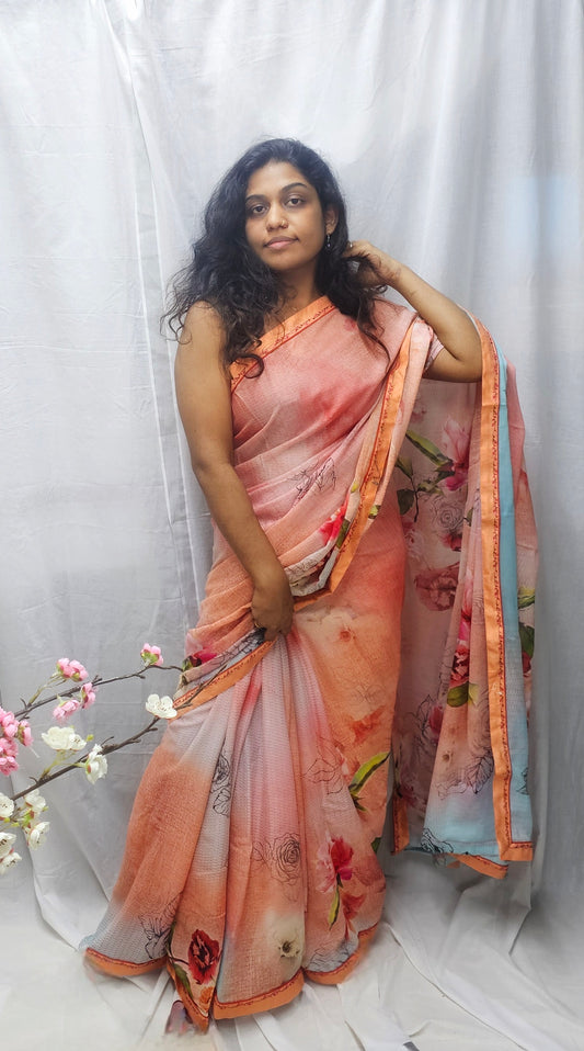 Beautiful Viscose Georgette Digital Print Saree In Mixed Shade