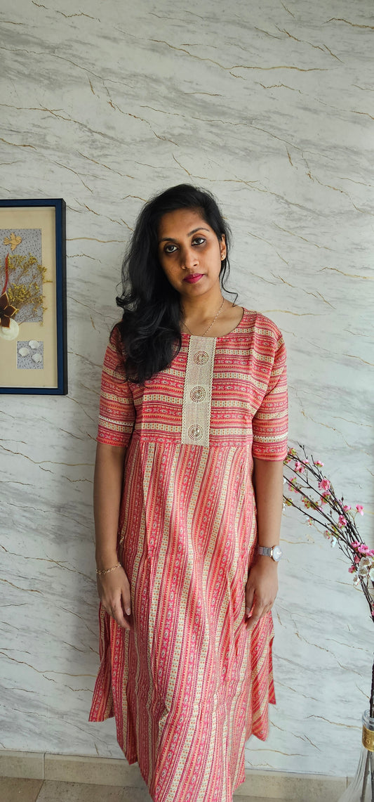 Elegant Muslin fabric kurti with emroidered neckline
