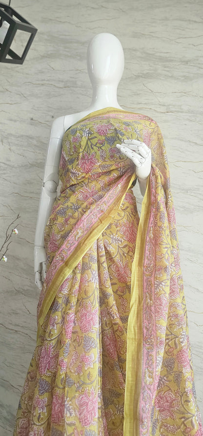 Semi spun cotton sarees perfect for daily wear.