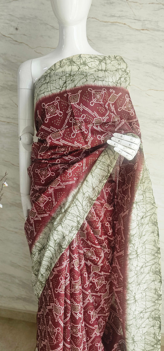 Breezy and beautiful Linen blend sarees with ikat motifs and marble dyestyle pattern 