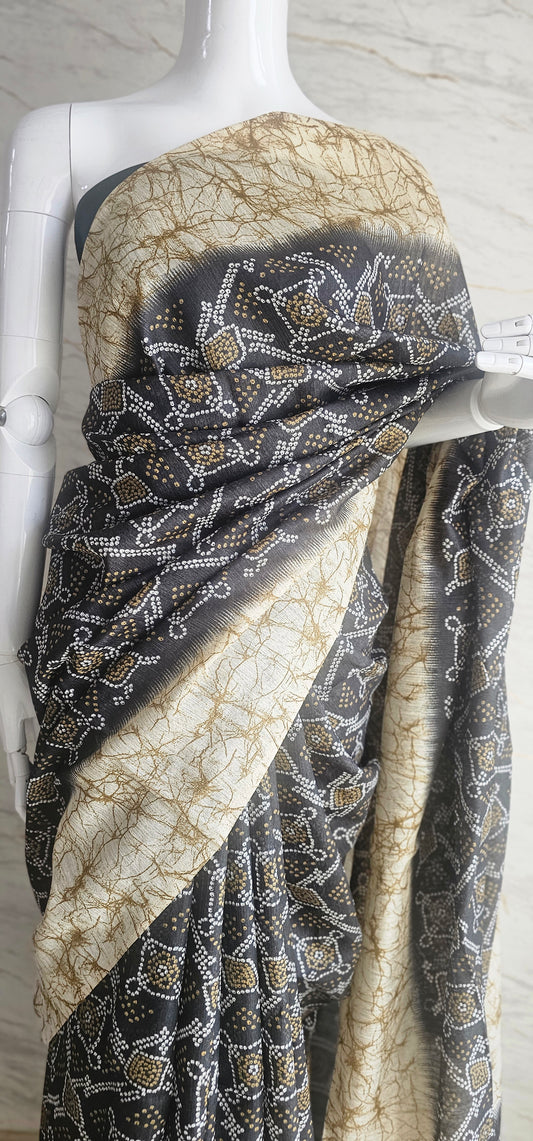 Breezy and beautiful Linen blend sarees with ikat motifs and marble dyestyle pattern .